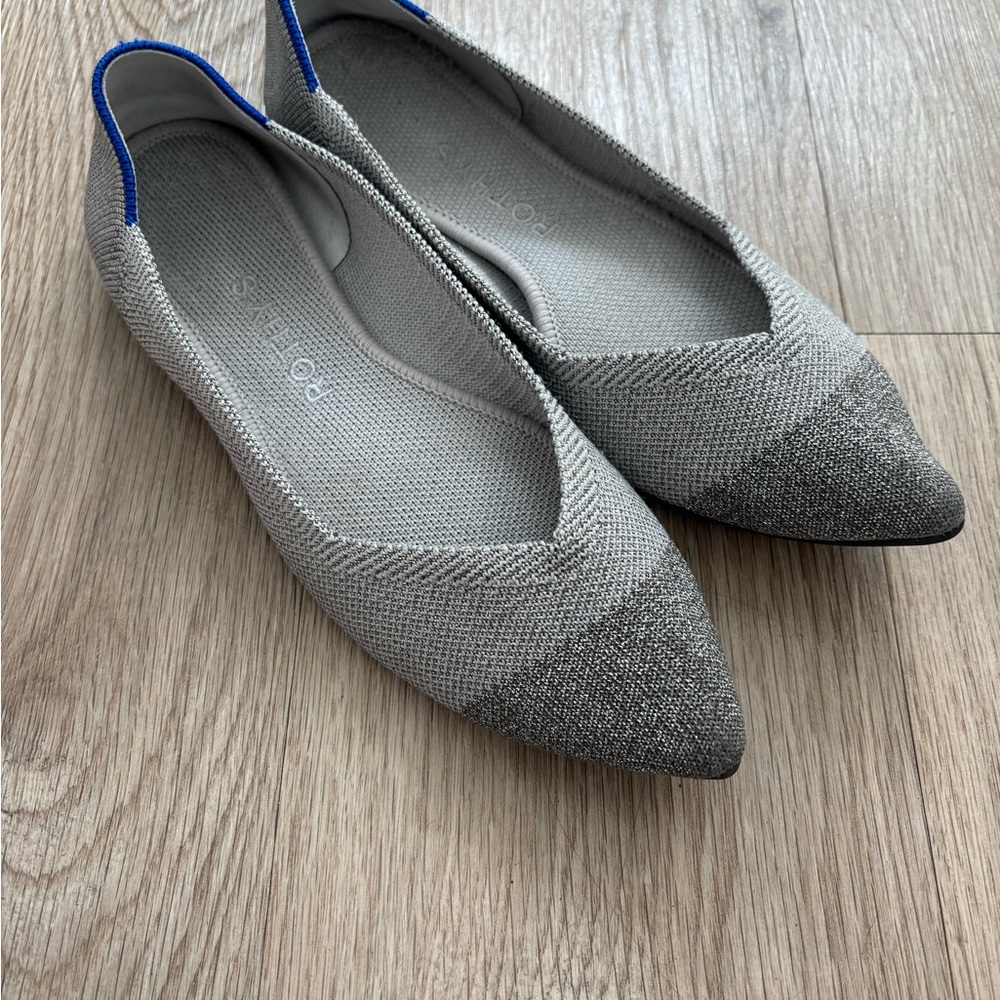 Rothy’s the point Silver Flats size 6.5W -7 casual spring